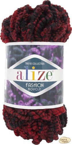 Alize Fashion Boucle 5571 piros -fekete buklé fonal 