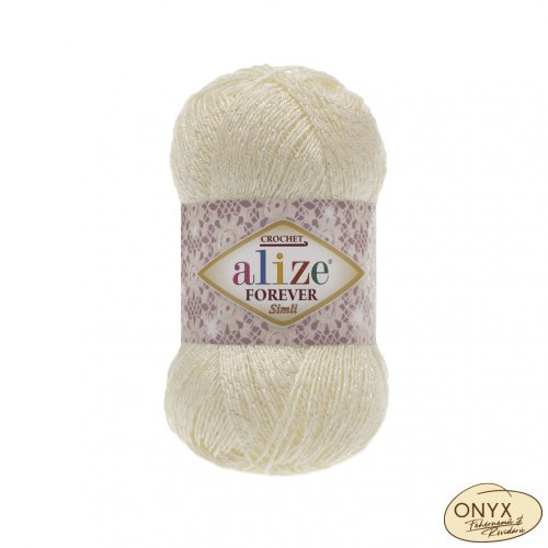 Alize Forever Crochet Simli 001 cream fonal - KIFUTÓ TERMÉK