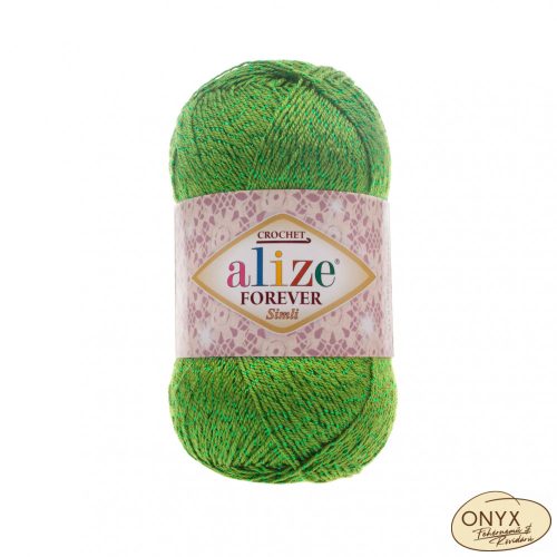 Alize Forever Crochet Simli 210 zöld fényes fonal - KIFUTÓ TERMÉK