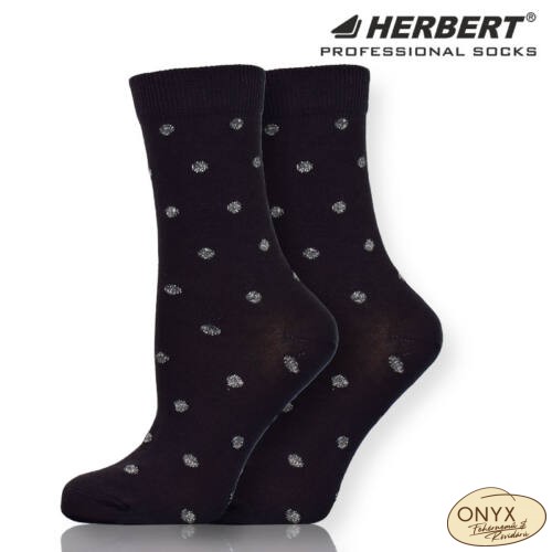 Herbert HEB001 női bokazokni sötétszürke ezüst pöttyös zokni