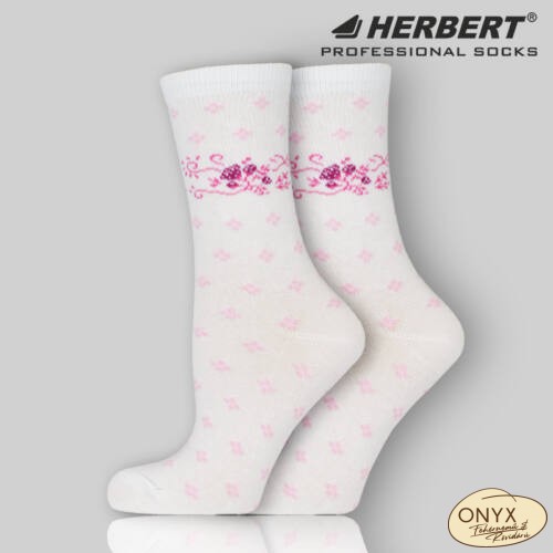 Herbert HEB001 női  bokazokni fehér rózsaszín mintával