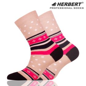 Herbert HGB281Csíkos-pöttyös bokazokni gyerekeknek drapp