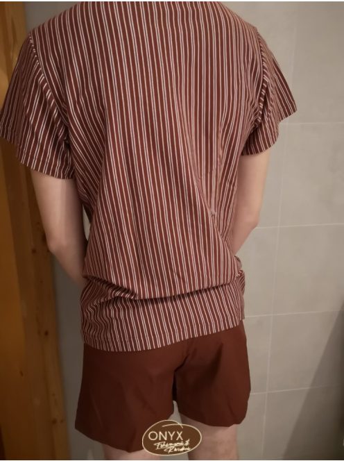 J Press 59410 barna csíkos rövid ujjú felső egyszínű barna alsó férfi pizsama