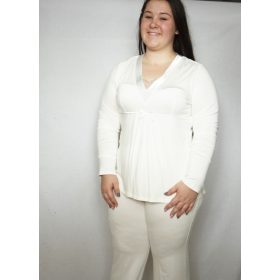   Lisca Marie 23009 tört-fehér hosszú ujjú csipkével és selyem szegéssel elegáns