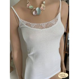 My Choice 8004 csipkés női pamut trikó spagetti pánttal