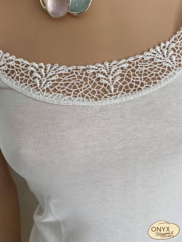 My Choice 8004 csipkés női pamut trikó spagetti pánttal