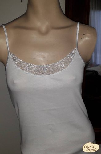 My Choice 8004 csipkés női pamut trikó spagetti pánttal