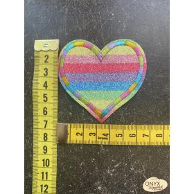   Vasalható folt BC-180 csillámos szivecske szivárvány színben